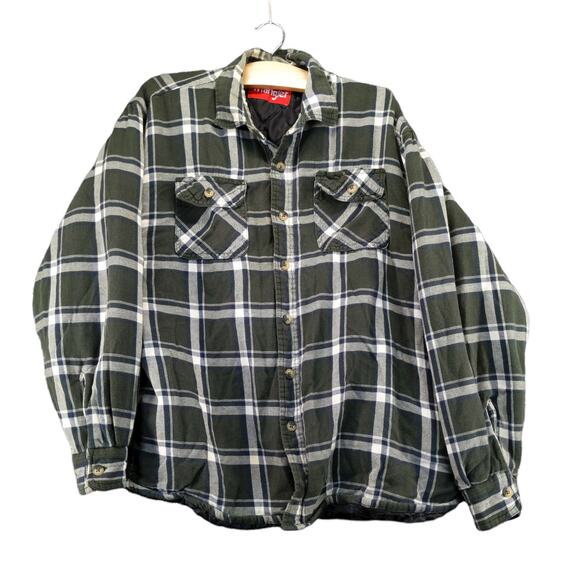 Vintage Wrangler Mens Quilted Liner Green Plaid Shacket Shirt Jacket Coat Size L - Picture 1 of 11